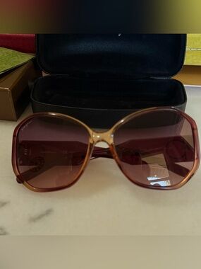 Salvatore Ferragamo Women's Brown Gradient Oversized Sunglasses with Amber Frame